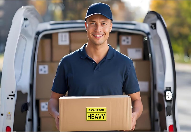 Remarkable 300 Pcs Caution Heavy Sticker, 2 x 3 inch Fluorescent Yellow Heavy Special Handling Shipping Pallet Label Stickers for Shipping and Packing - Image 5